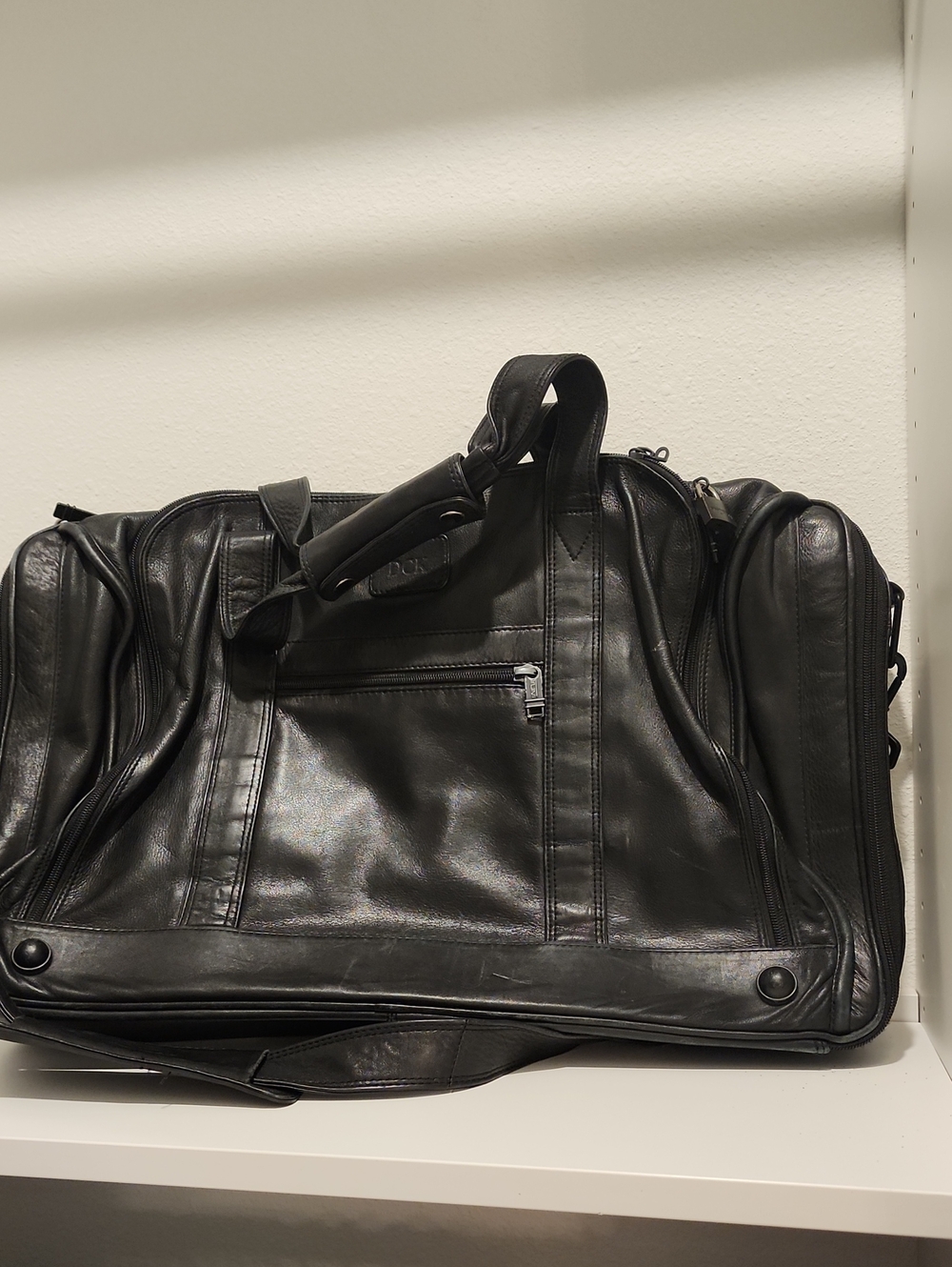 Tumi Black Leather Travel Weekender Bag